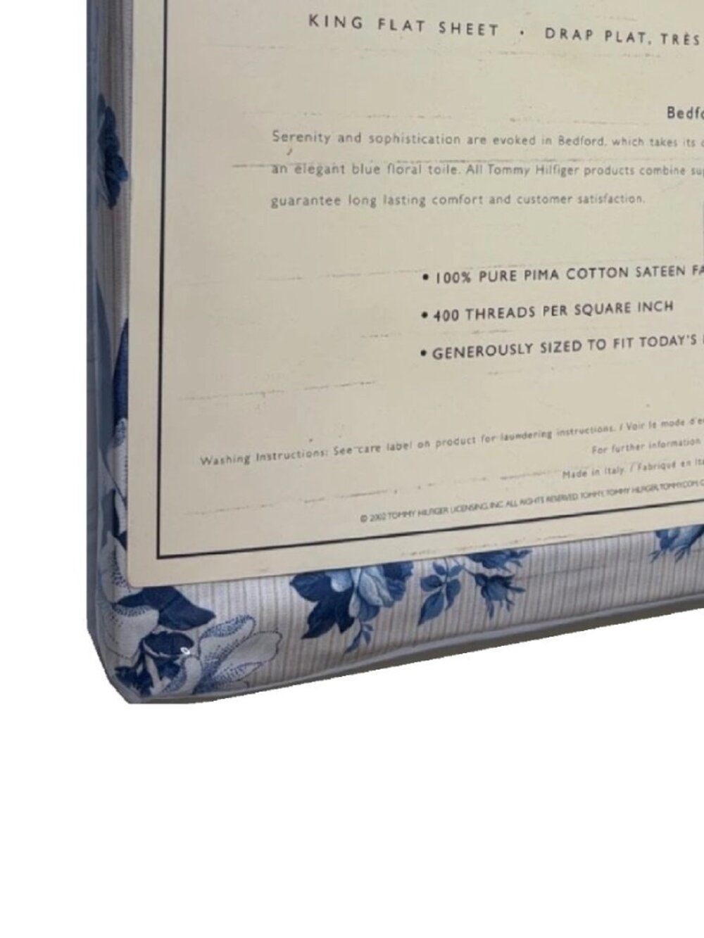 new Tommy Hilfiger CREST COLLECTION Bedford Floral 100% Cotton KING Flat Sheet - Picture 5 of 7